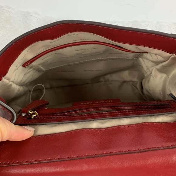 Michael Kors Whitney Leather Backpack Purse Gold chain Brick red New NWOT - Picture 11 of 17